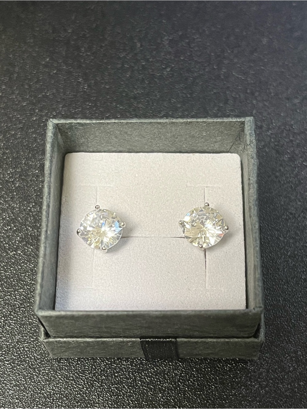 Sterling Silver 8mm Clear Cubic Zirconia Round Stud Earrings